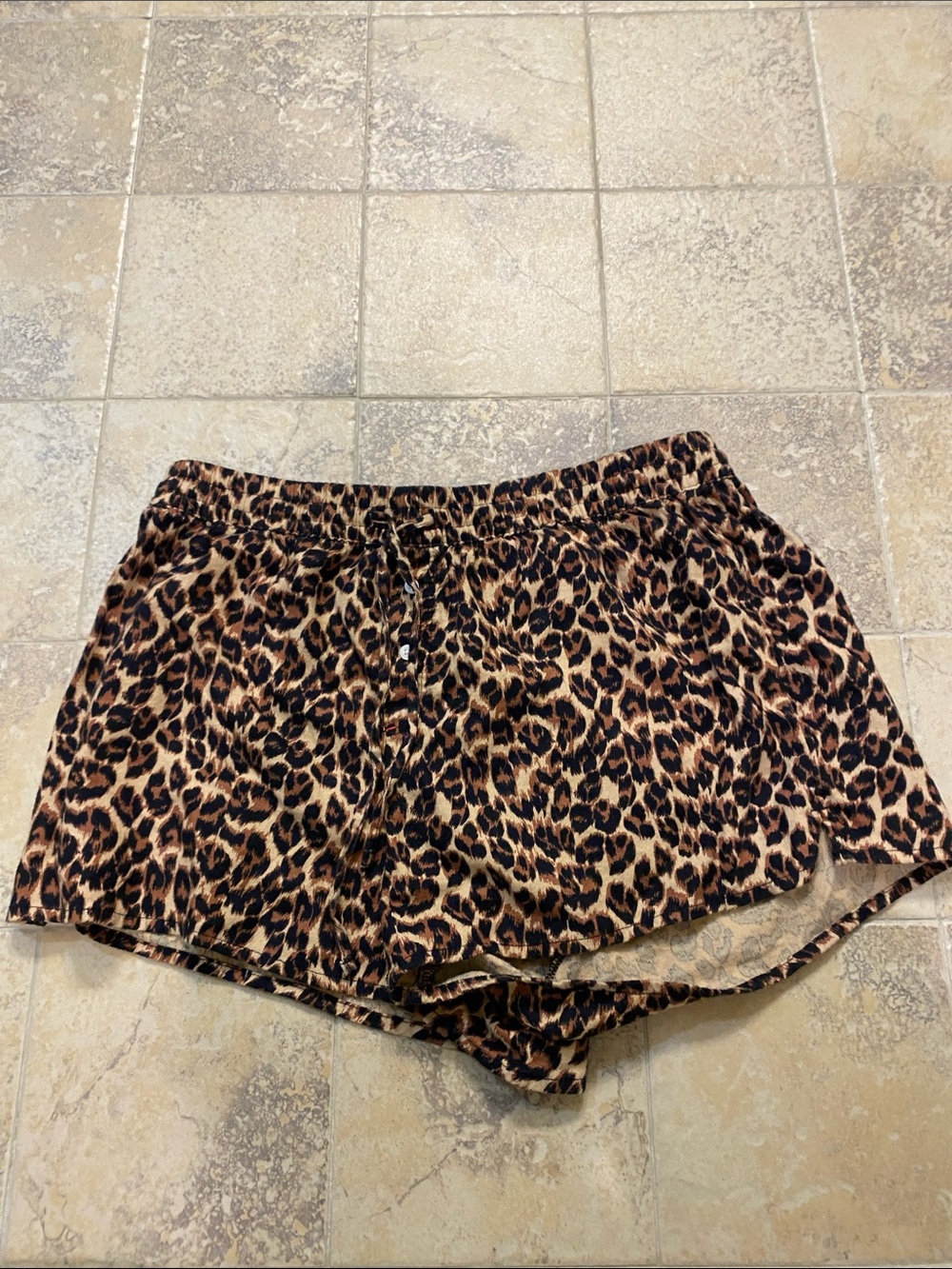 aerie Leopard Print Athletic Lounge Shorts - Black & Brown